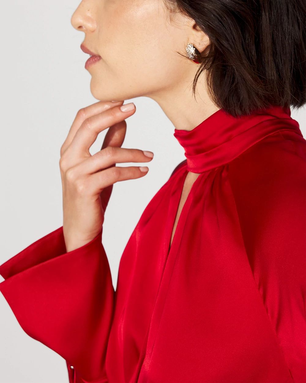 Petite Twist-Front Satin Blouse