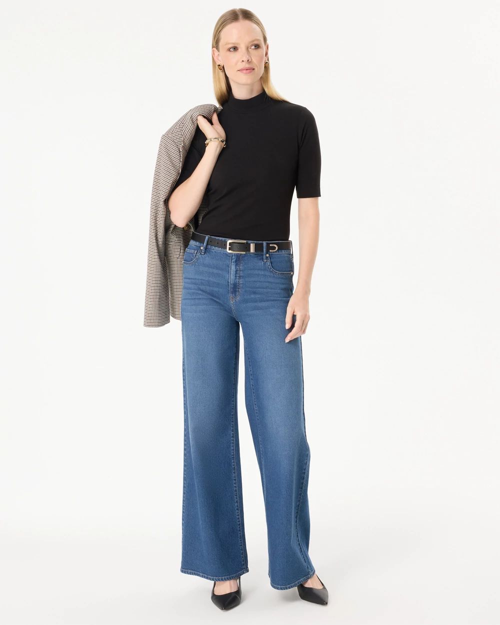 Mock Neck Elbow Sleeve Top click to view larger image.