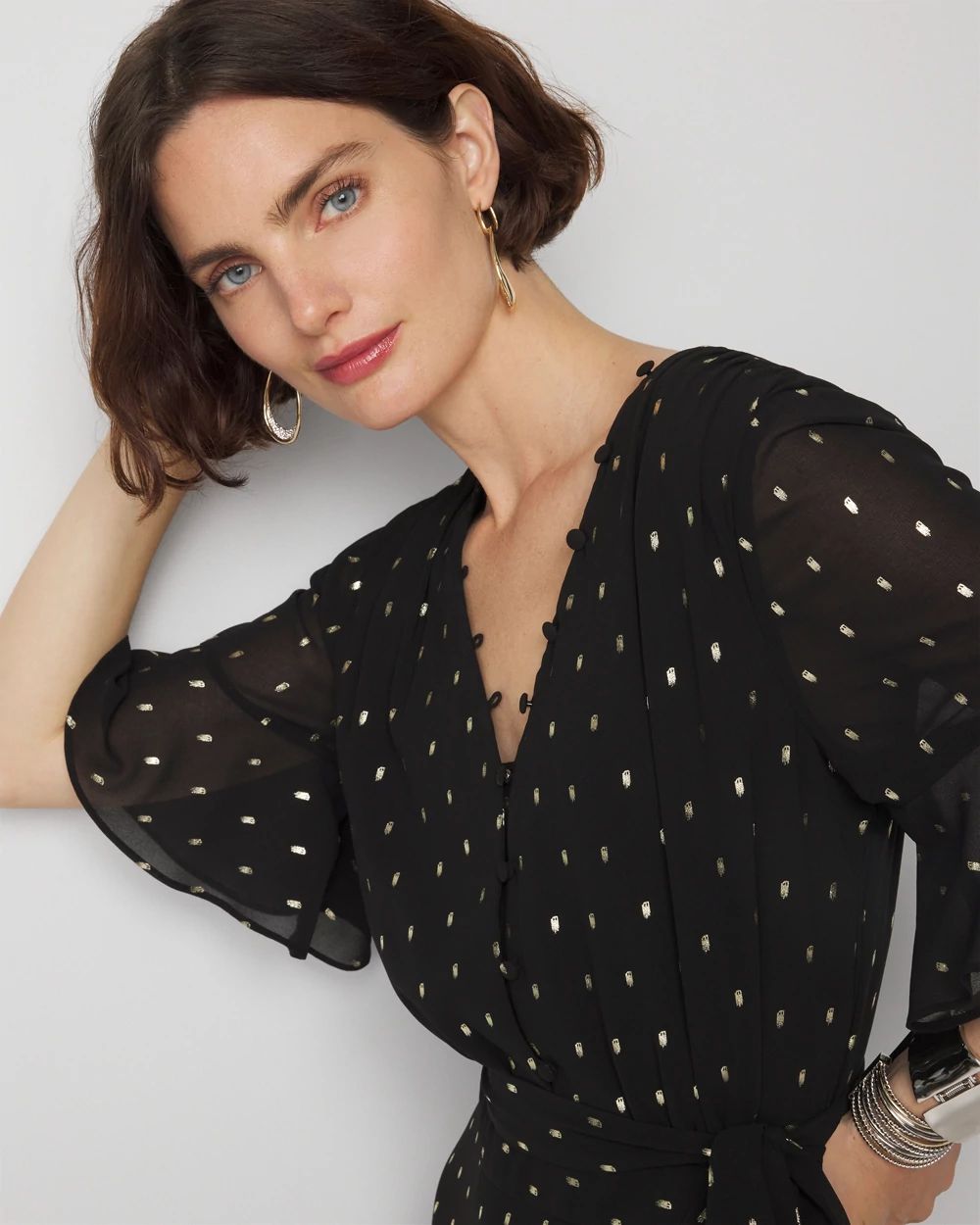 Petite Short Sleeve Fit-and-Flare Dress