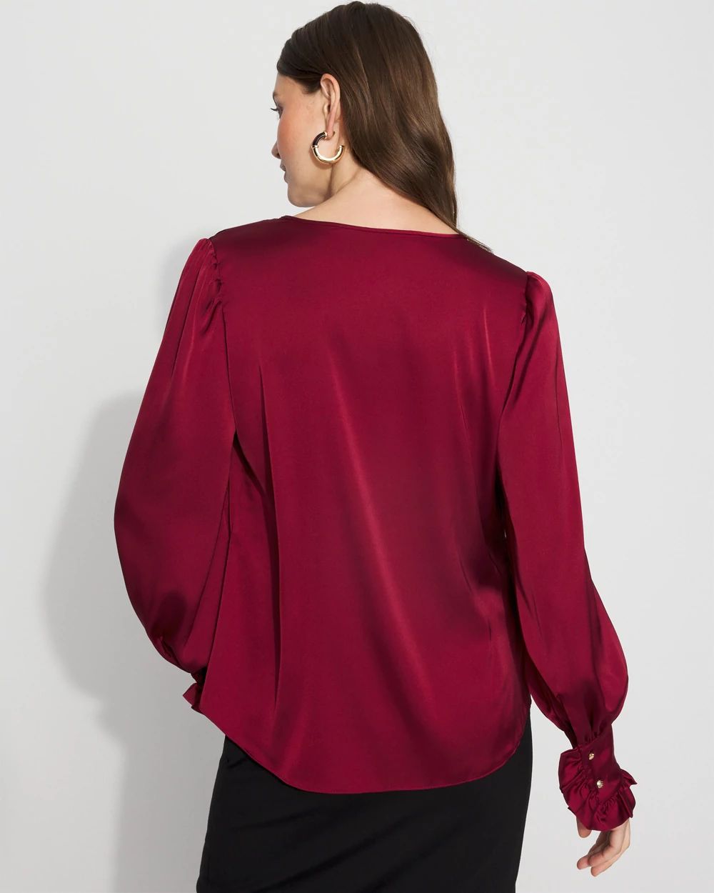 Satin Drama Sleeve Blouse click to view larger image.