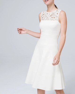 Lace Yoke Fit and Flare Dress