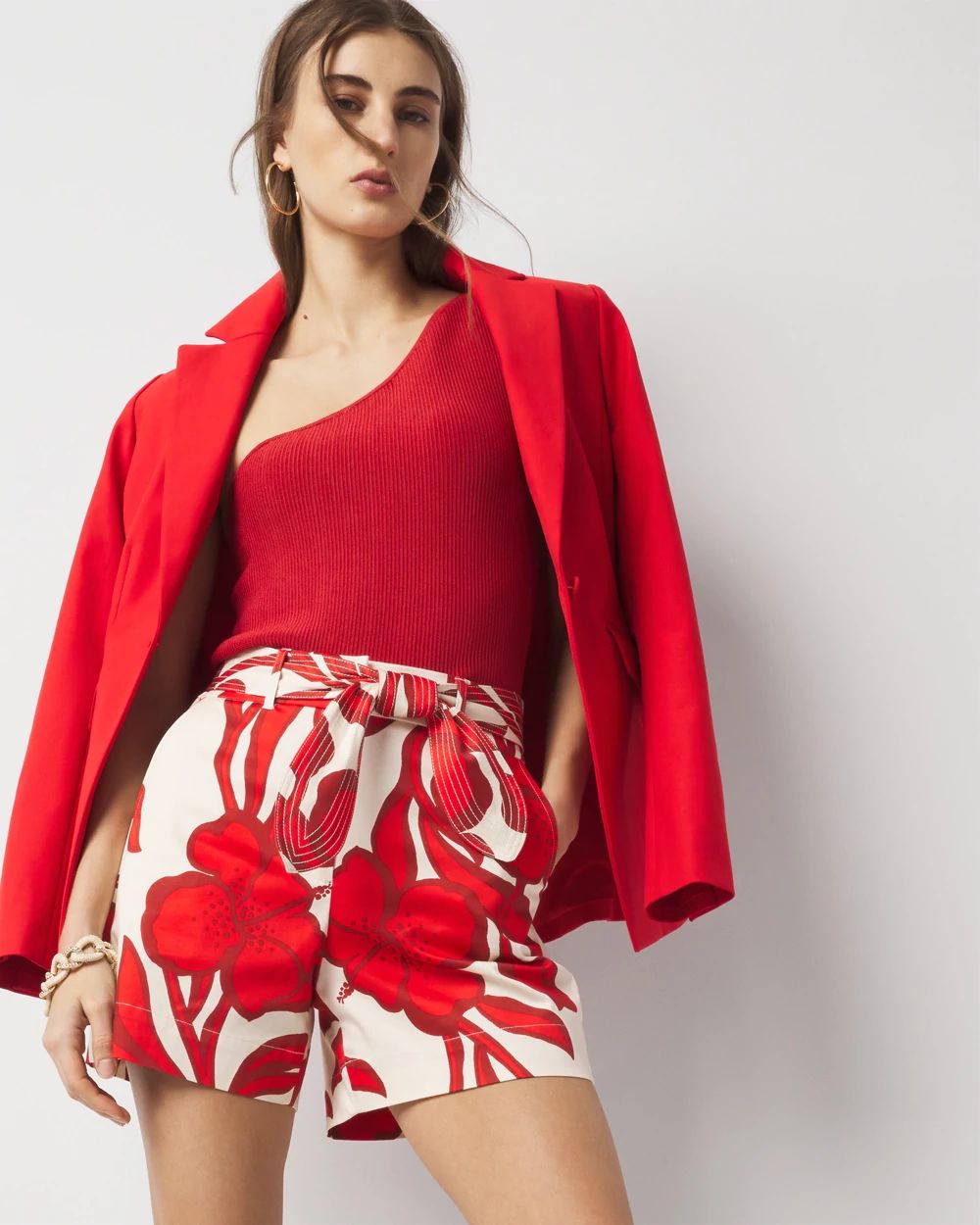 High-Rise Floral Satin Short