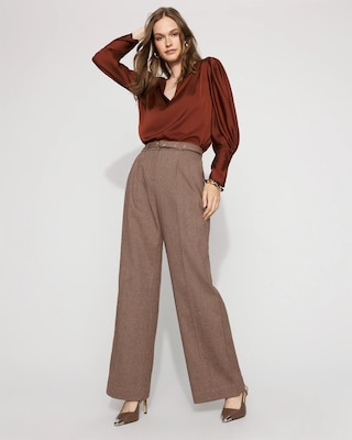 Petite Pleated Sleeve Satin Blouse click to view larger image.