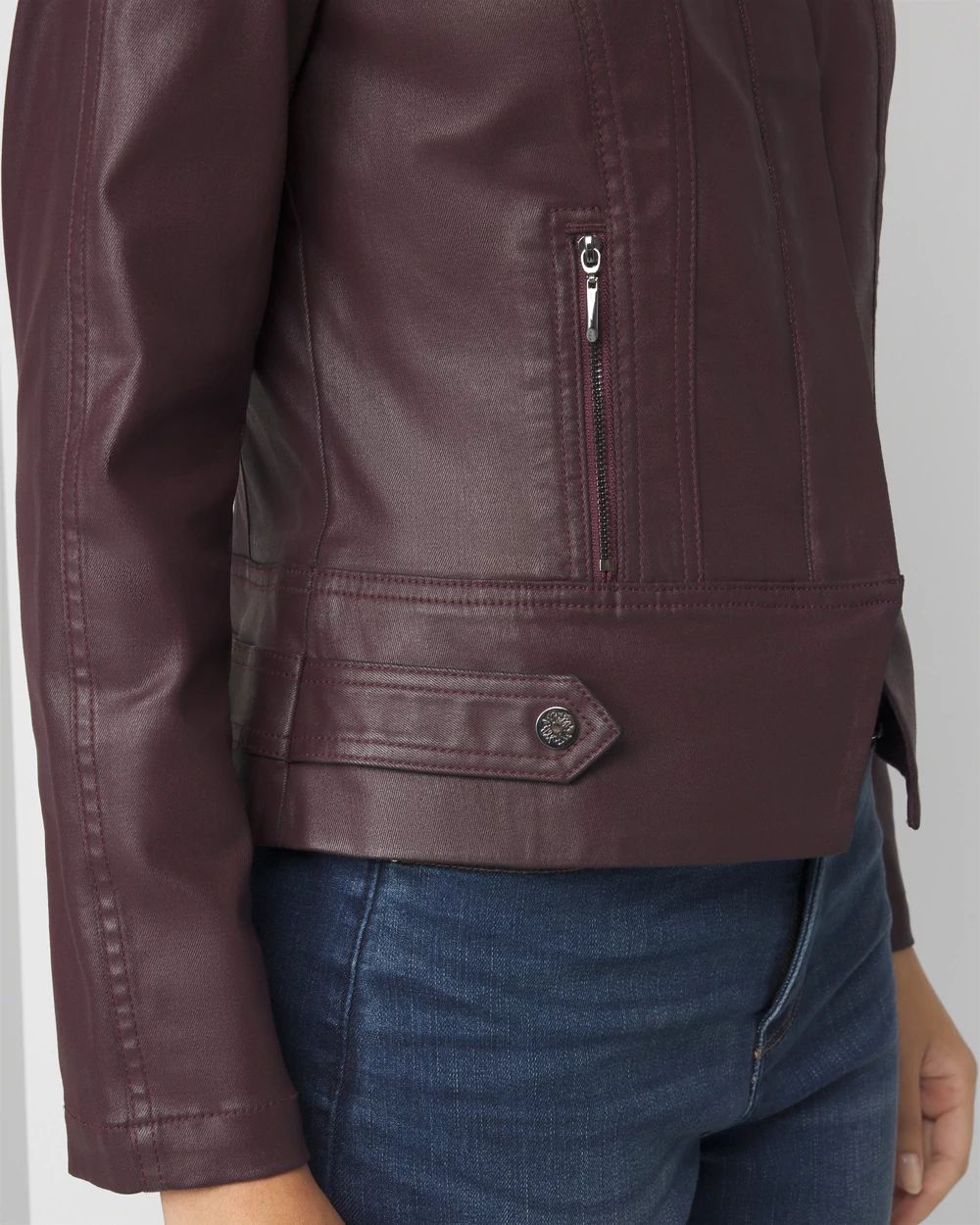 Petite Coated Biker Jacket