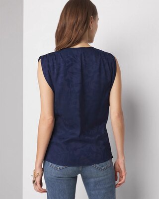 Sleeveless Ruched Shoulder Shell Top click to view larger image.