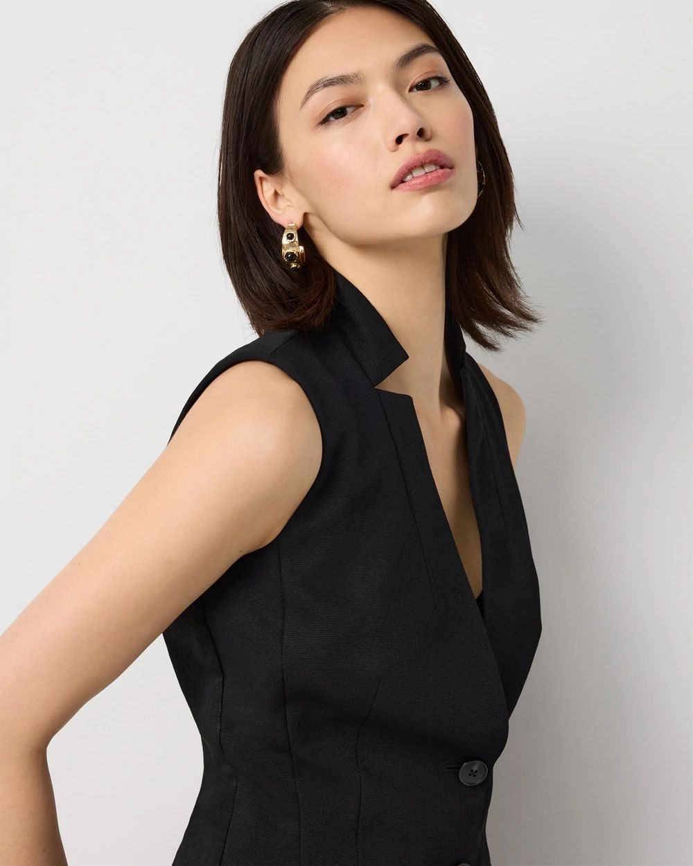 Petite Drawcord Waist Tailored Vest