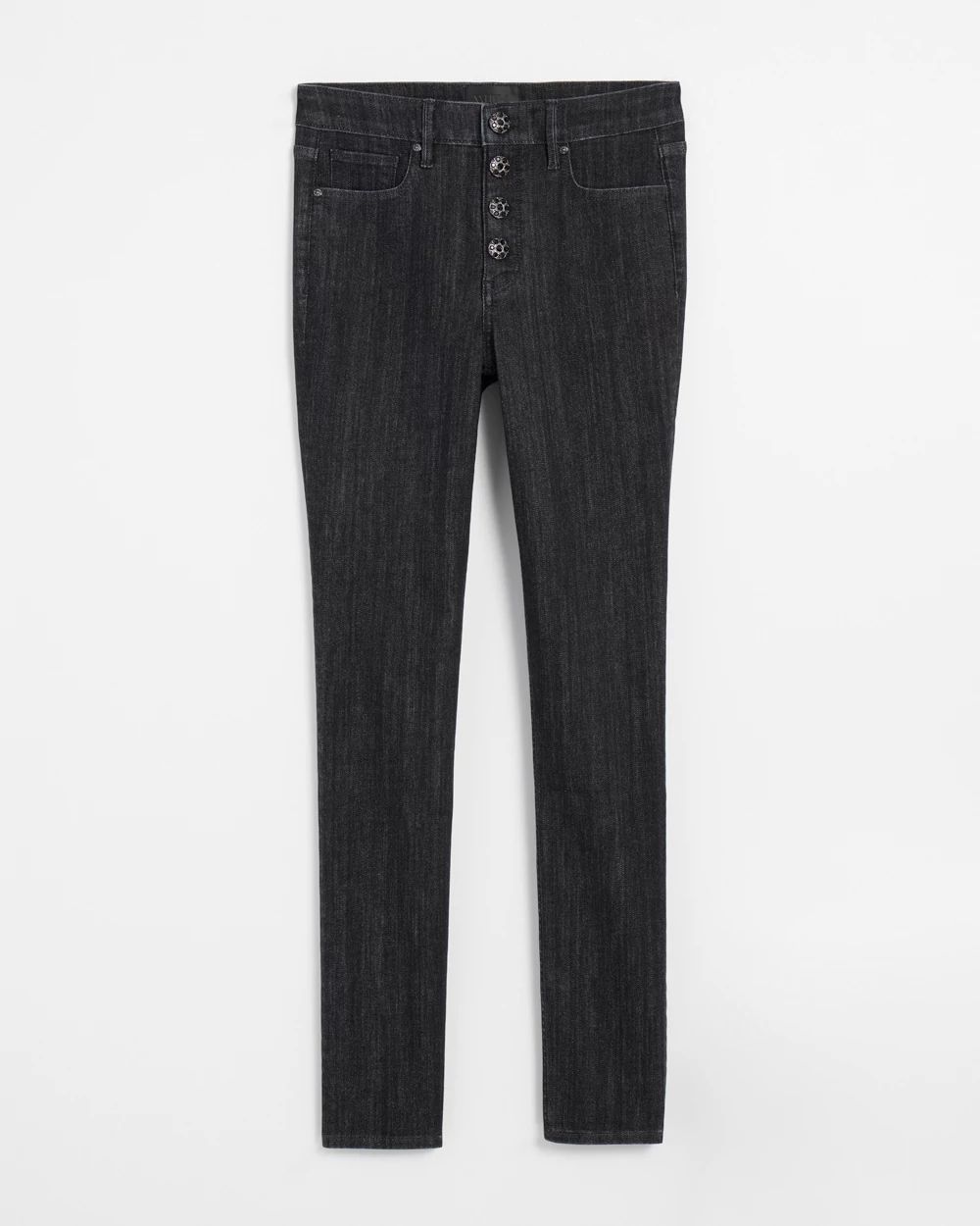 High Rise Novelty Button Slim Ankle Jeans