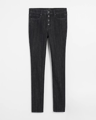 High Rise Novelty Button Slim Ankle Jeans click to view larger image.