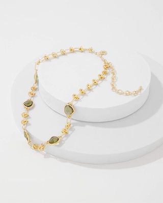Olive + Gold Single Strand Necklace click to view larger image.