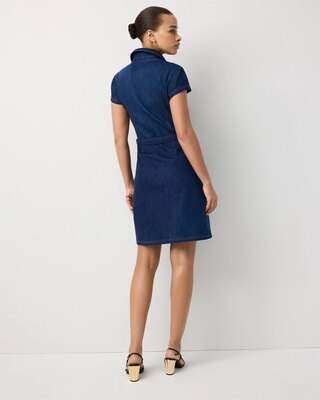 Braided Trim Belted Denim Dress click to view larger image.