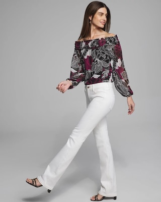 Outlet WHBM Off-The-Shoulder Chiffon Blouse click to view larger image.