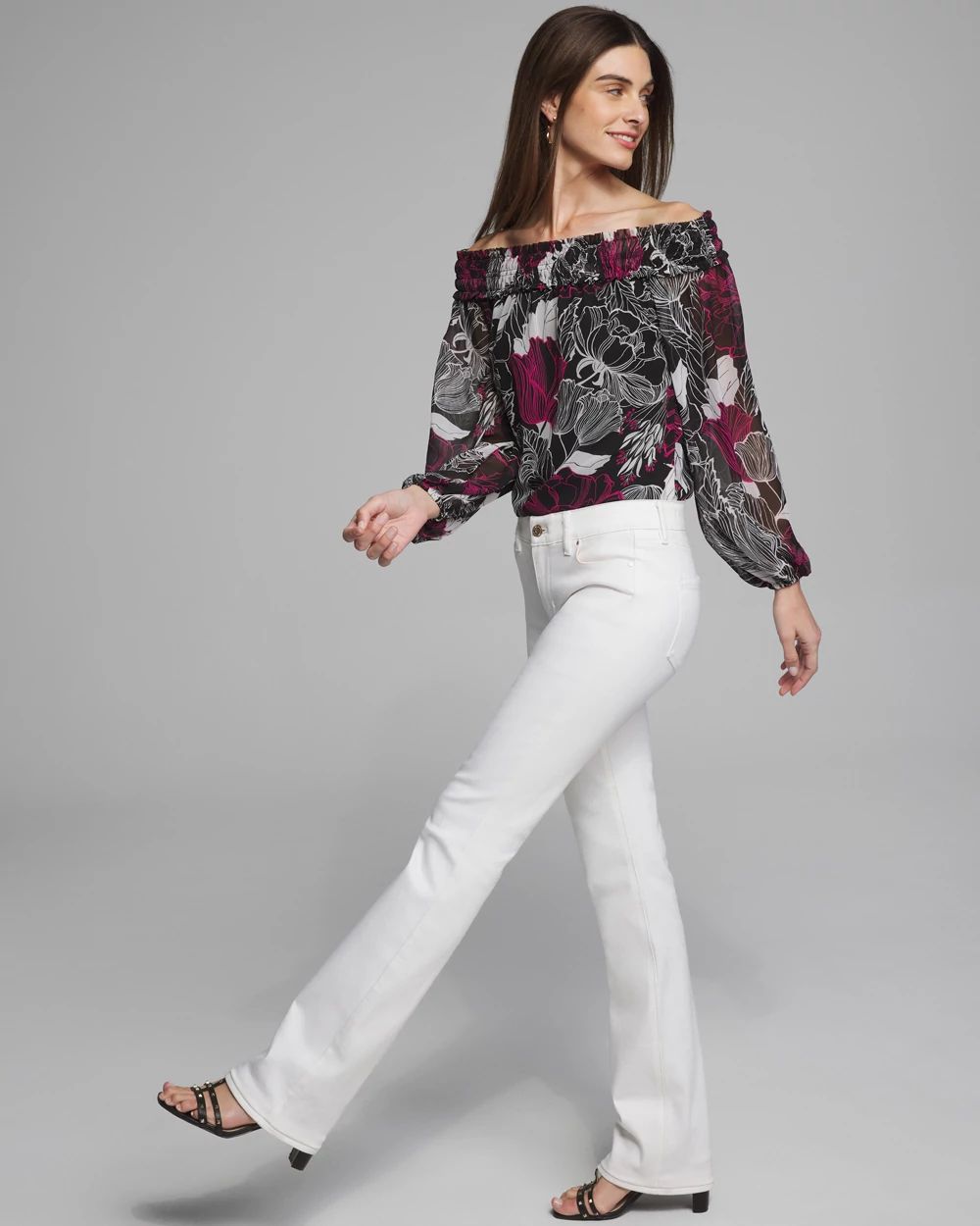 Outlet WHBM Off-The-Shoulder Chiffon Blouse