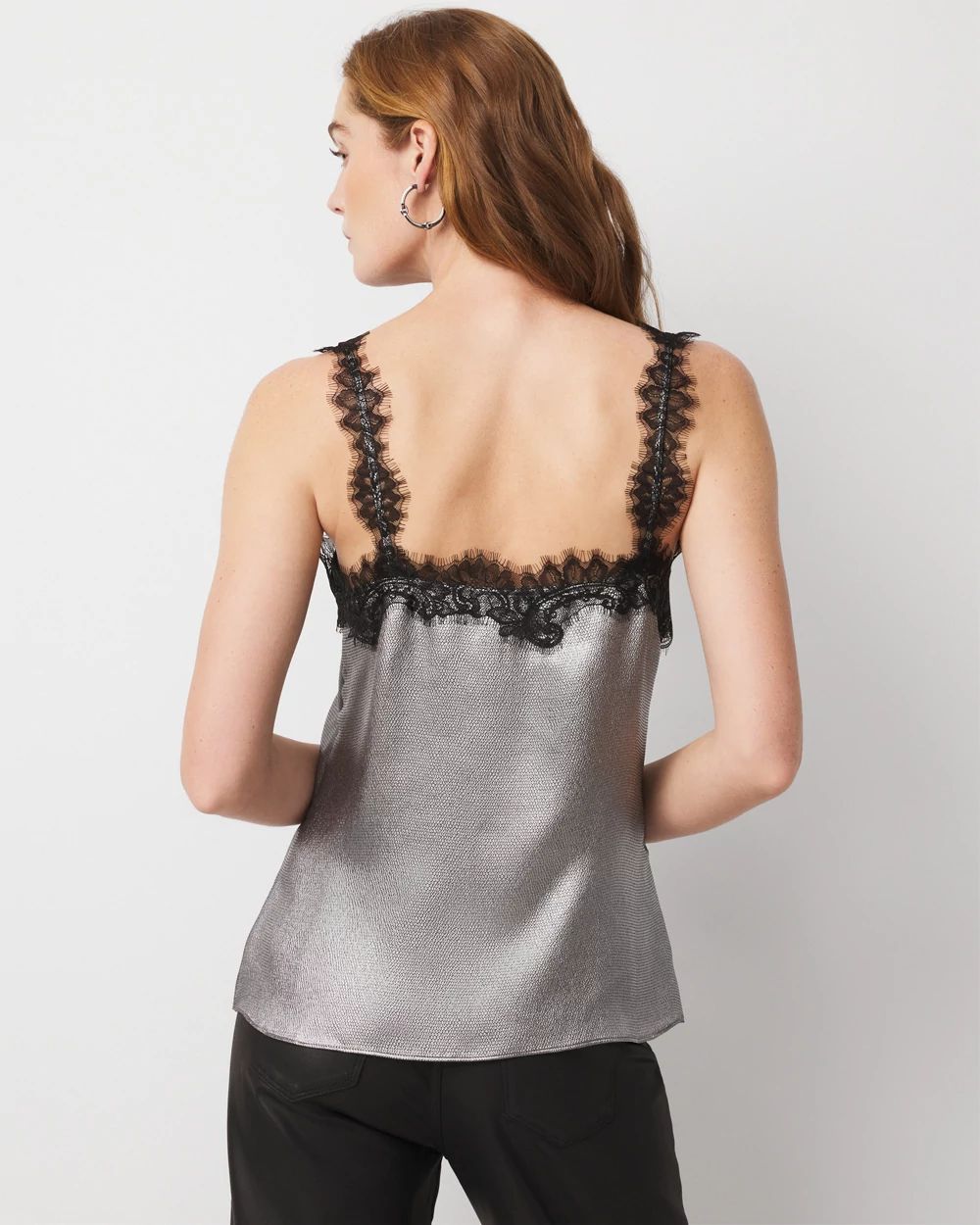 Lace Trim Satin Camisole click to view larger image.