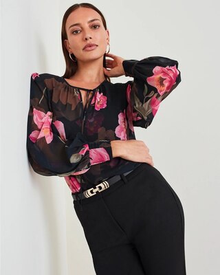 Chiffon Tie-Neck Blouse