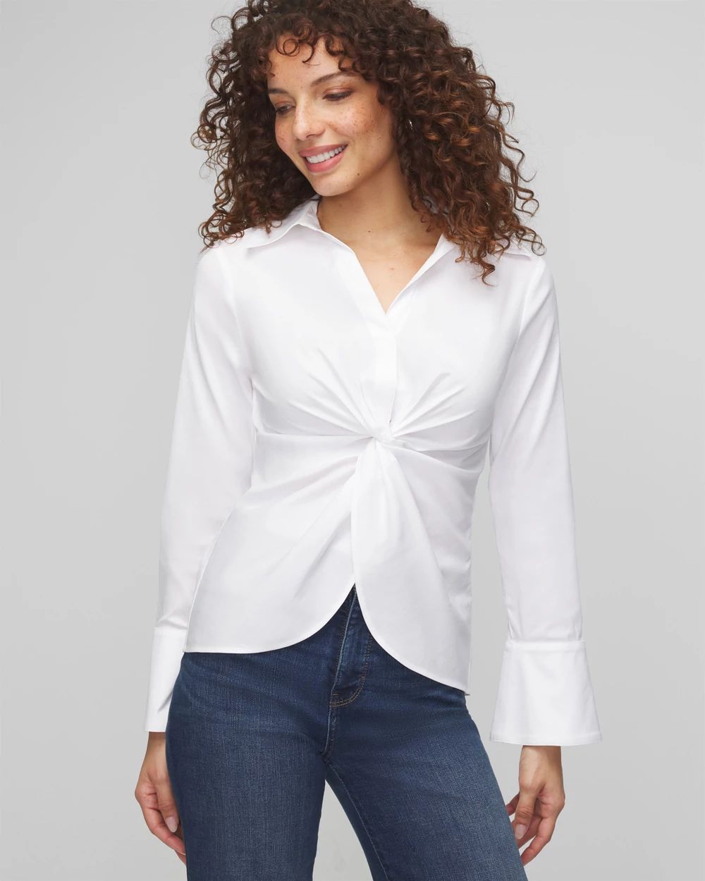 Long Sleeve Twist Poplin Shirt