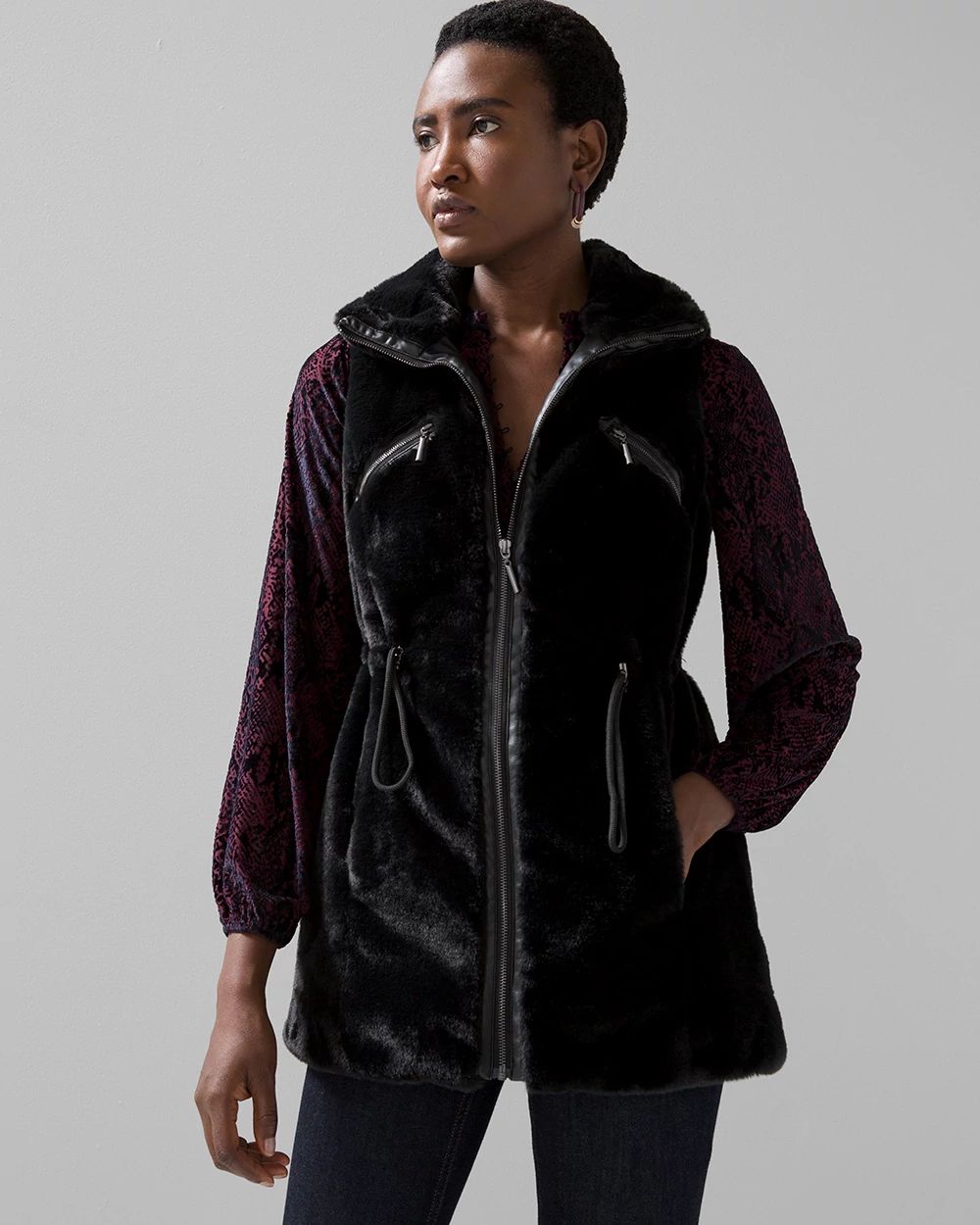 White house black market fur vest discount