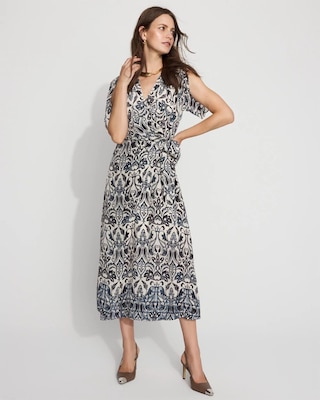 Crepe Side-Tie Midi Dress