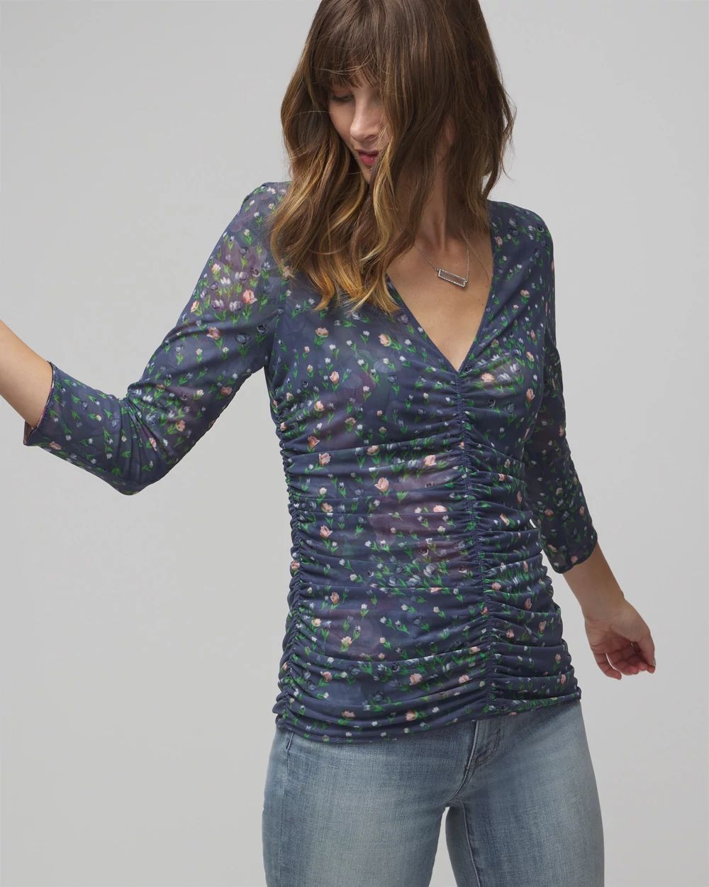 3/4 Sleeve Reversible Mesh Top click to view larger image.