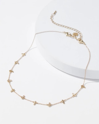 Gold Crystal Multi-Bar Multi-Strand Necklace click to view larger image.