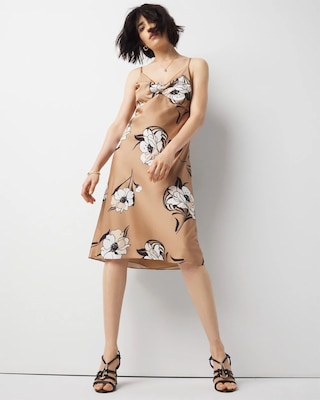 Satin Floral Slip Dress click to view larger image.