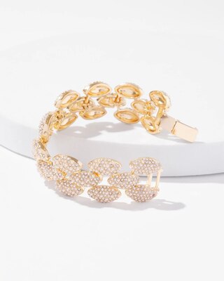 Glass Pearl Pave Cuff Bracelet