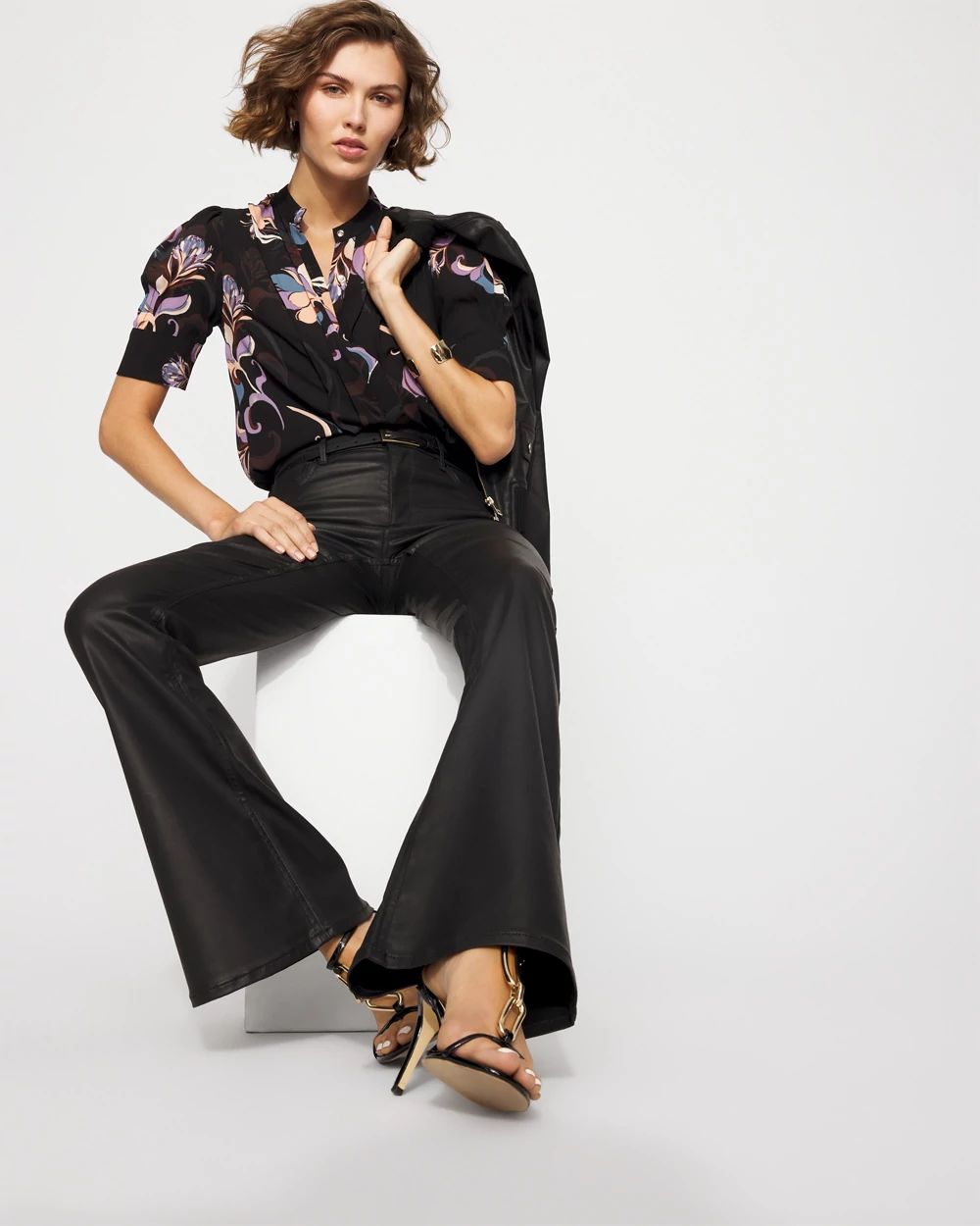 Elbow Sleeve Y-Neck Shirt click to view larger image.