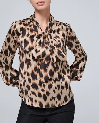 Leopard-Print Bow Blouse