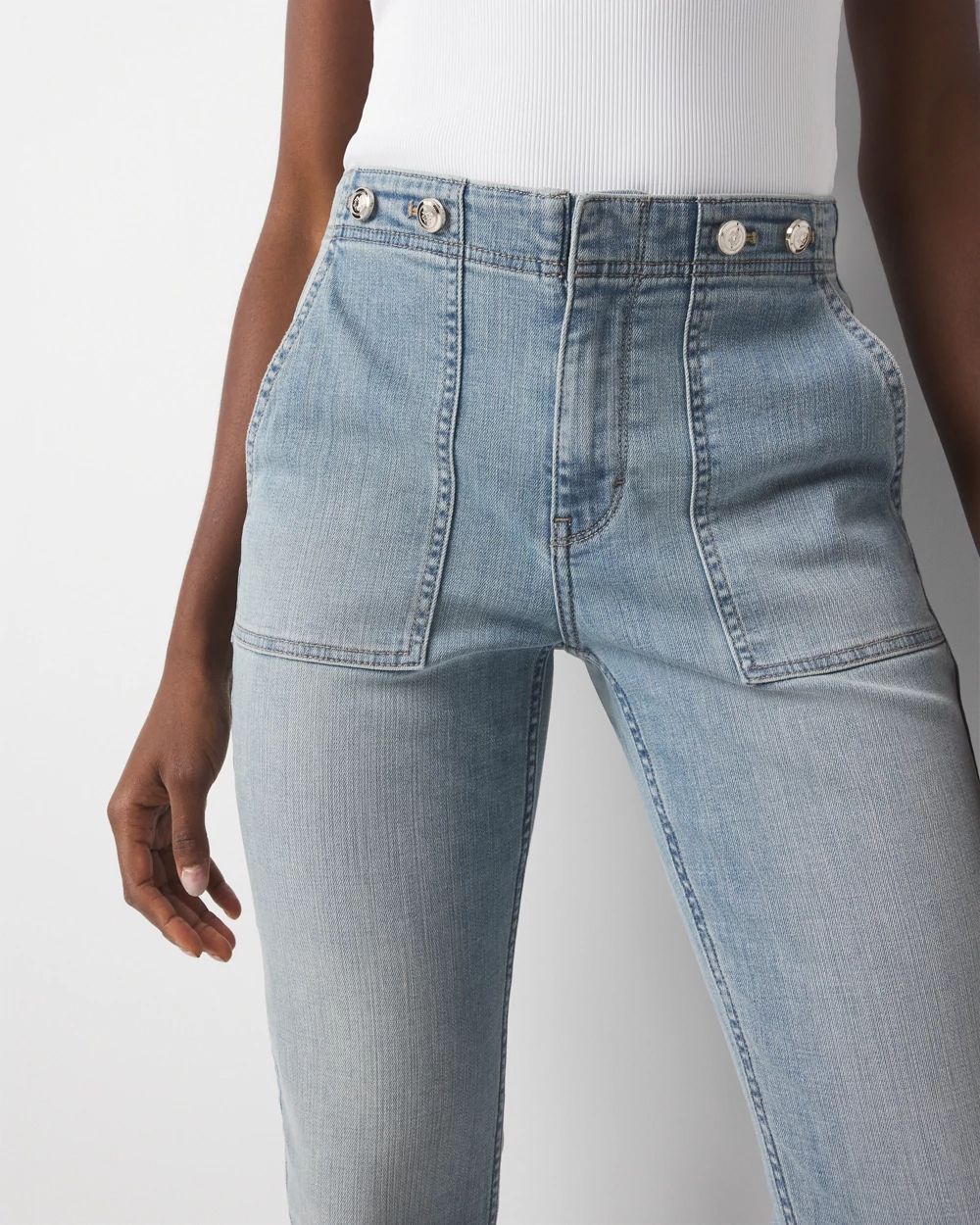 High-Rise Novelty Waist Slim Cropped Jean