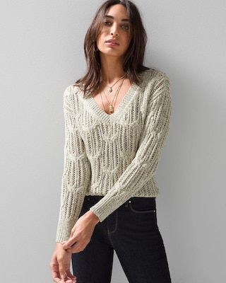 Long-Sleeve Stitchy Marl Pullover