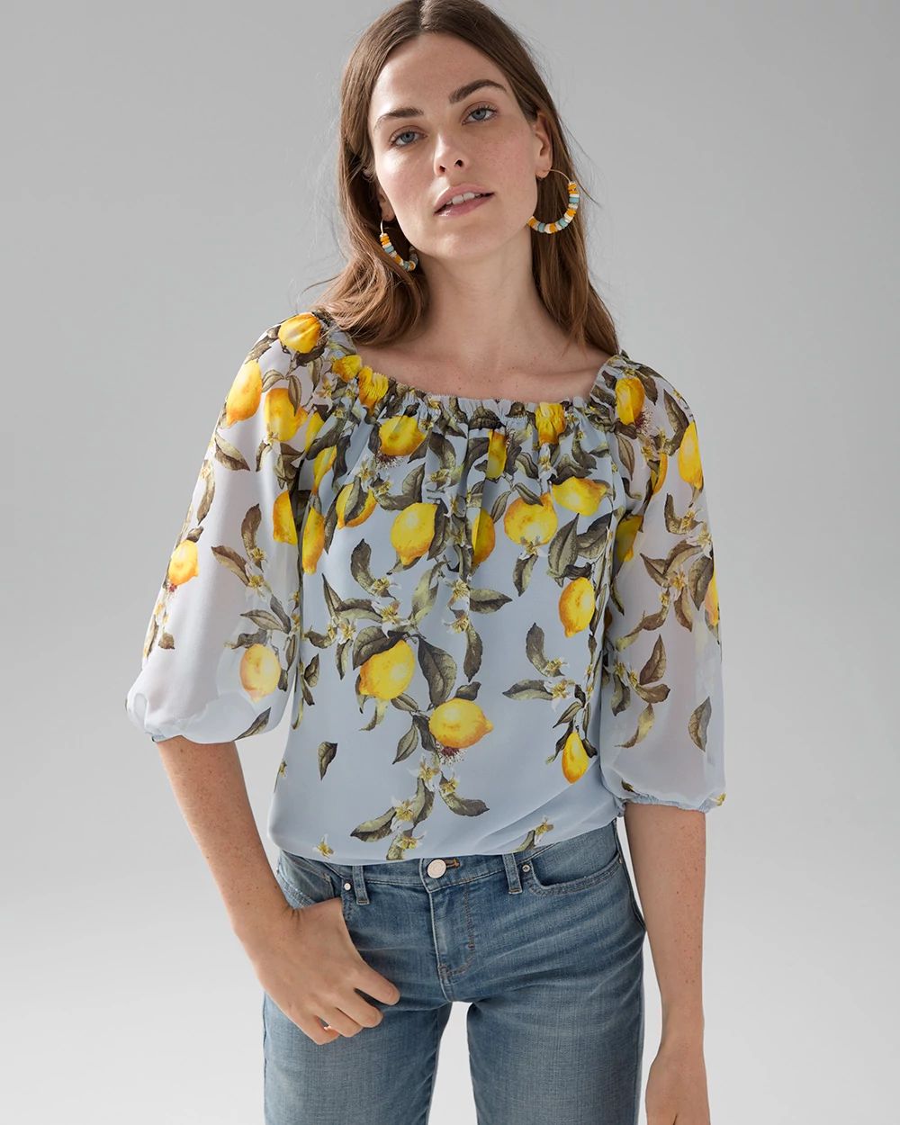 Off-the-Shoulder Elbow Sleeve Blouse