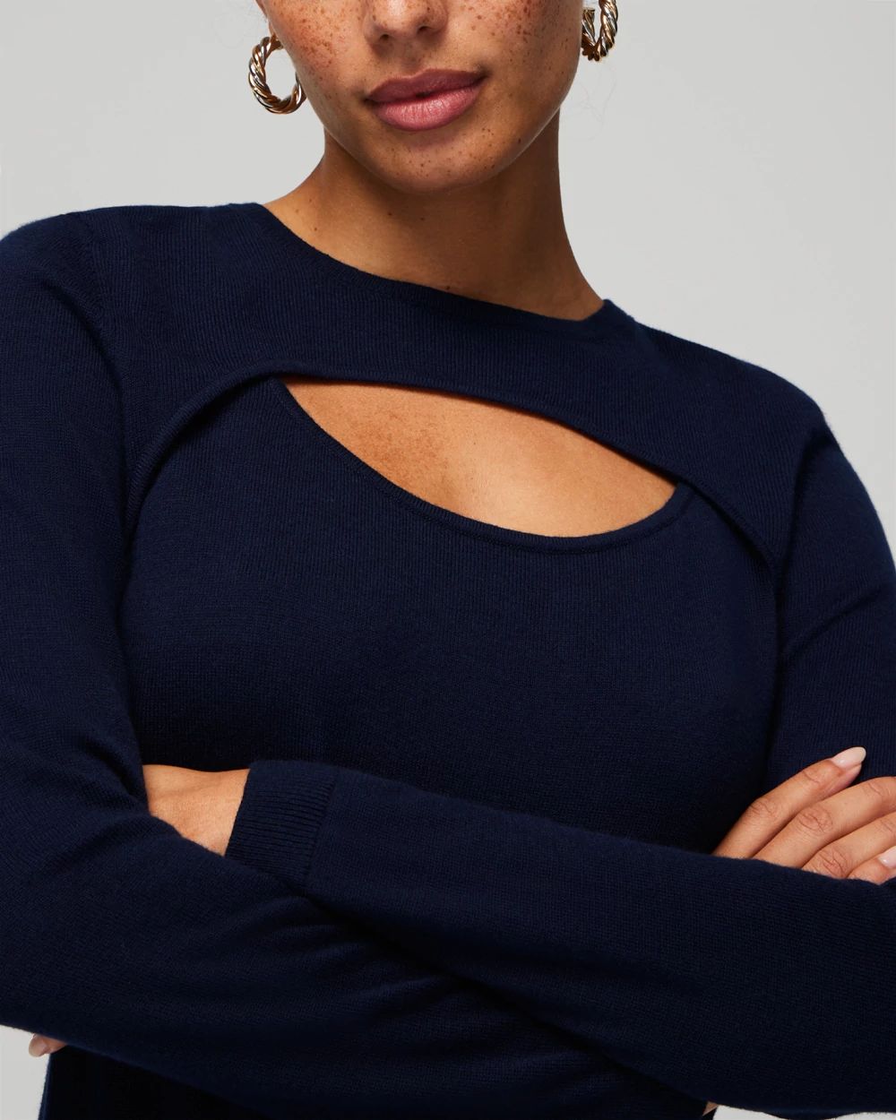 Cashmere Blend Cutout Crewneck Sweater click to view larger image.