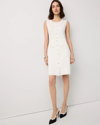 Petite Button Front Sleeveless Sweater Dress