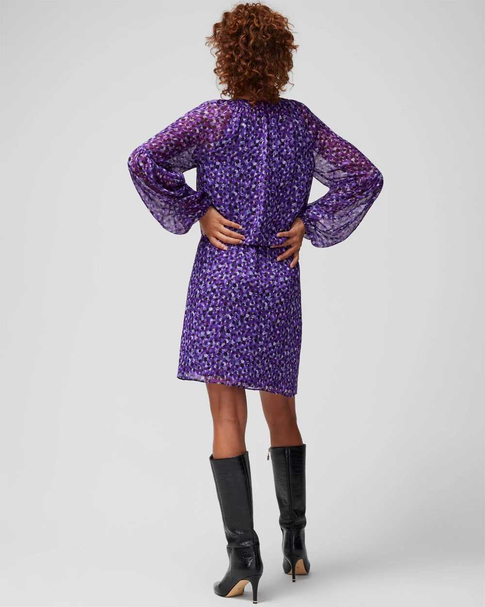 Long Sleeve Smocked Waist Blouson Dress click to view larger image.