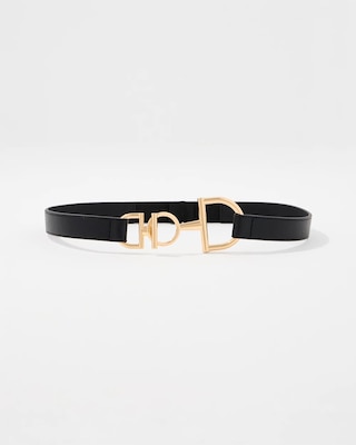 Horsebit Faux Leather Skinny Waist Belt click to view larger image.