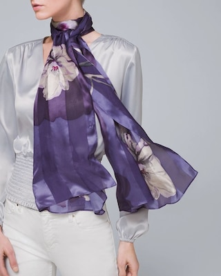 Silk Floral Oblong Scarf click to view larger image.