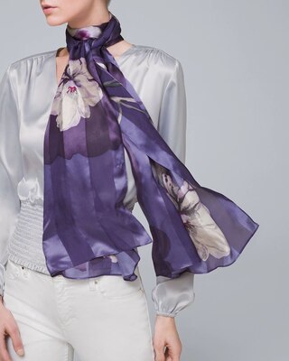 Silk Floral Oblong Scarf