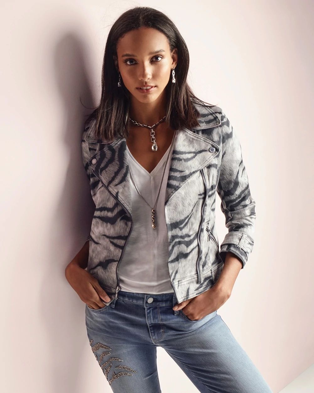 Animal-Print Moto Jacket