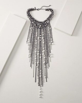 Crystal & Pearl Waterfall Statement Necklace