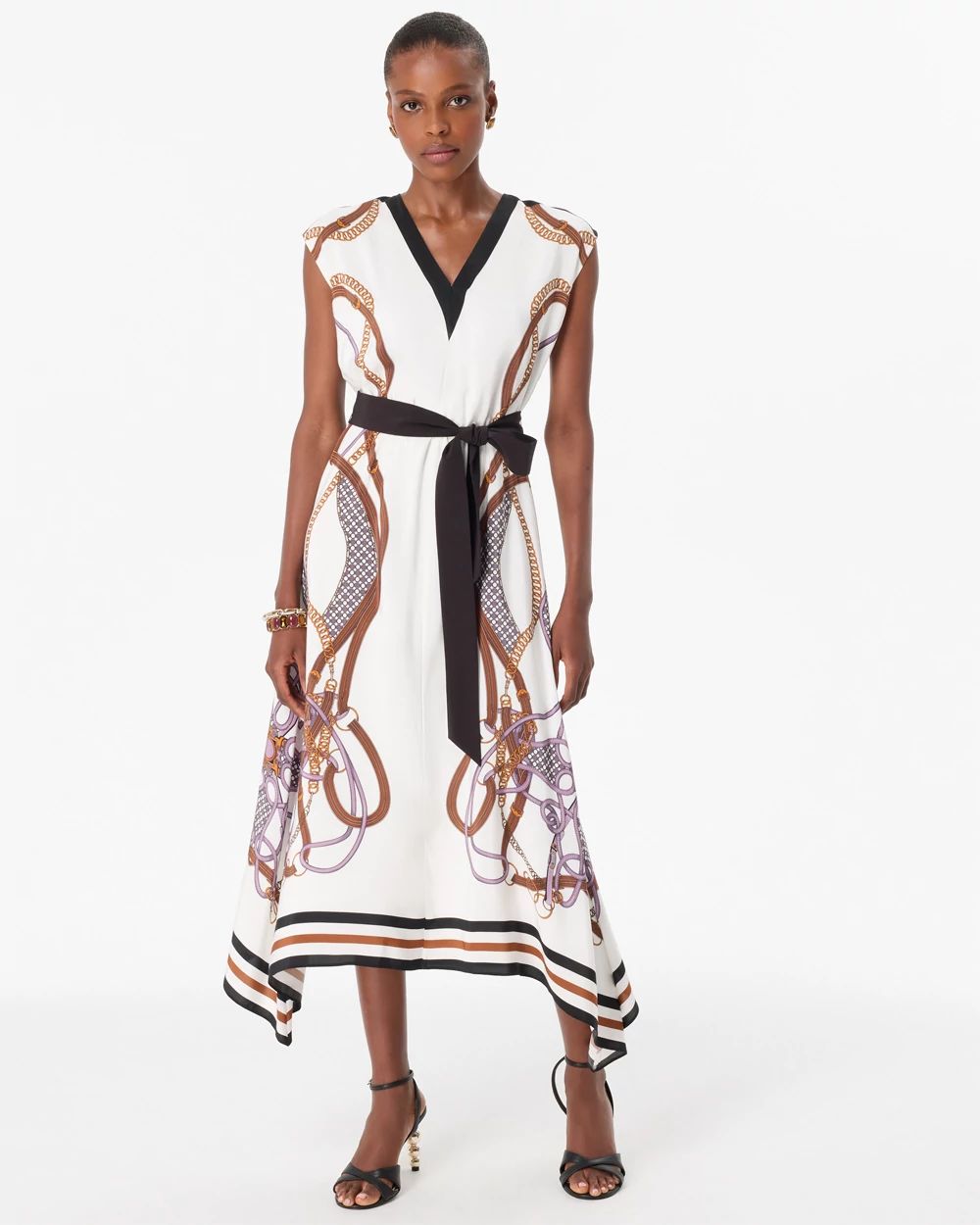 Handkerchief Hem Crepe Midi Dress
