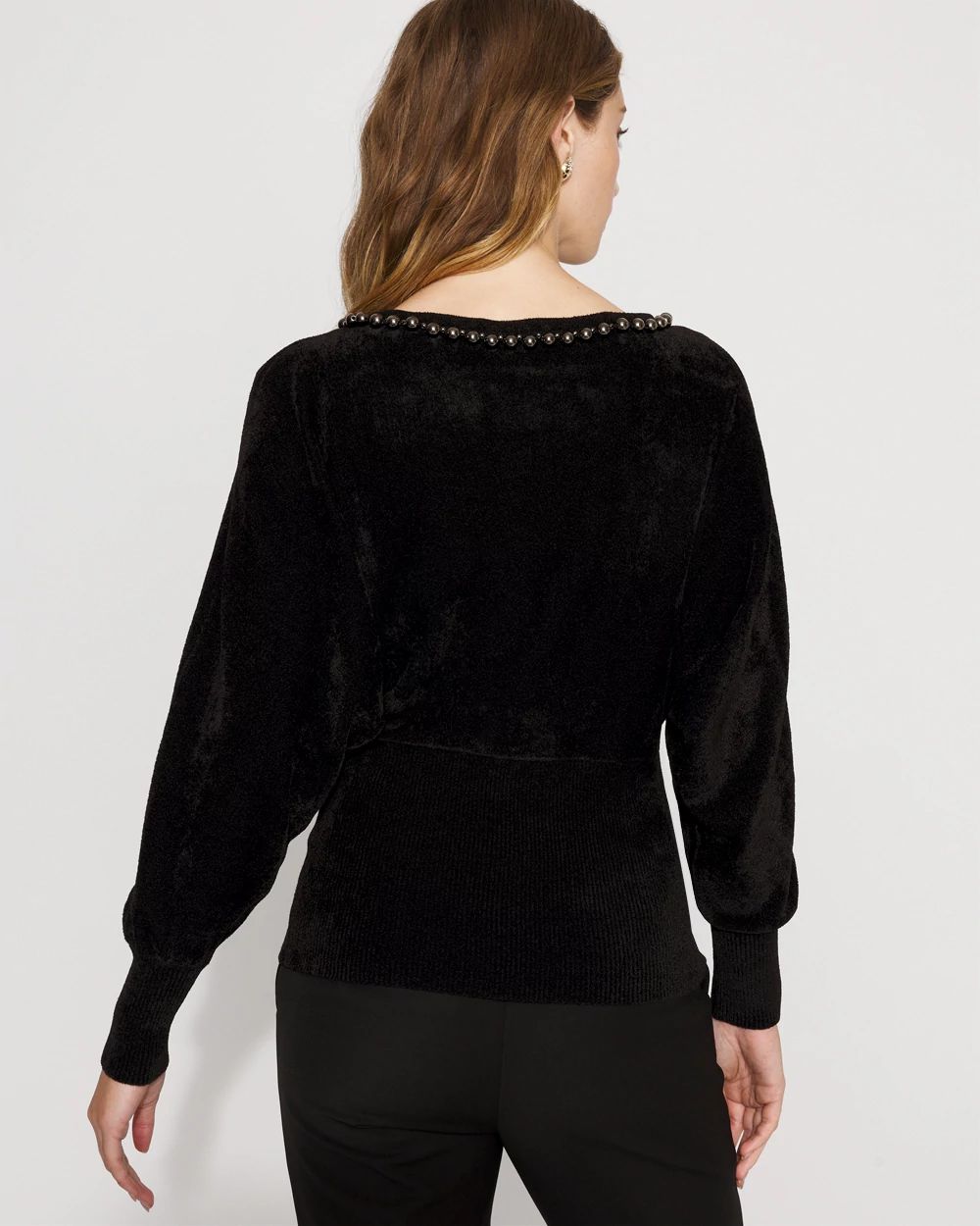 Embellished Dolman Chenille Sweater click to view larger image.