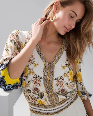 ¾ Sleeve Smocked Waist Dress