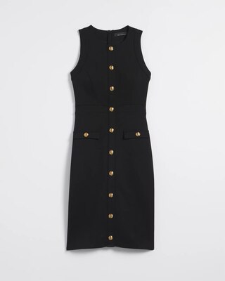 Sleeveless Crest Sheath Dress