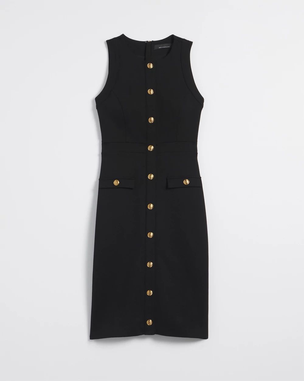 Sleeveless Crest Sheath Dress