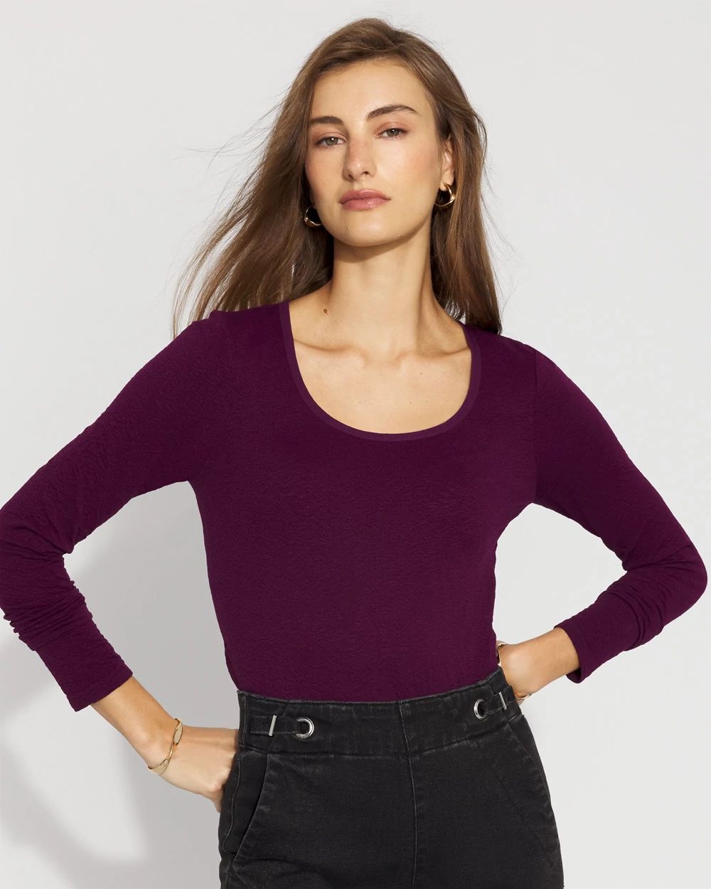 WHBM FORME™ Seamless Jacquard Scoop Neck Tee