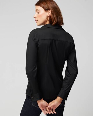 Long-Sleeve Poplin Stud Detail Shirt