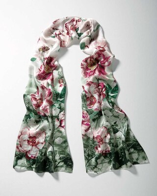 Floral Oblong Silk Scarf click to view larger image.