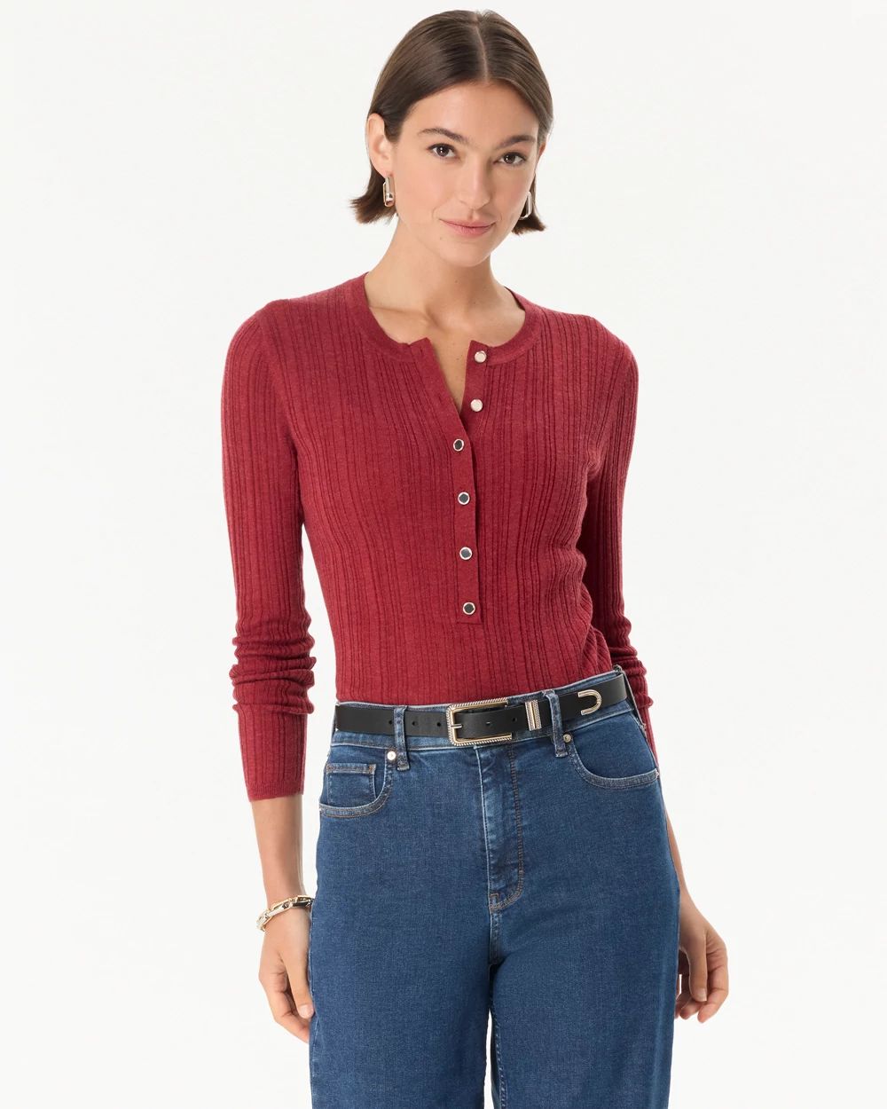 Ribbed Henley Sweater
