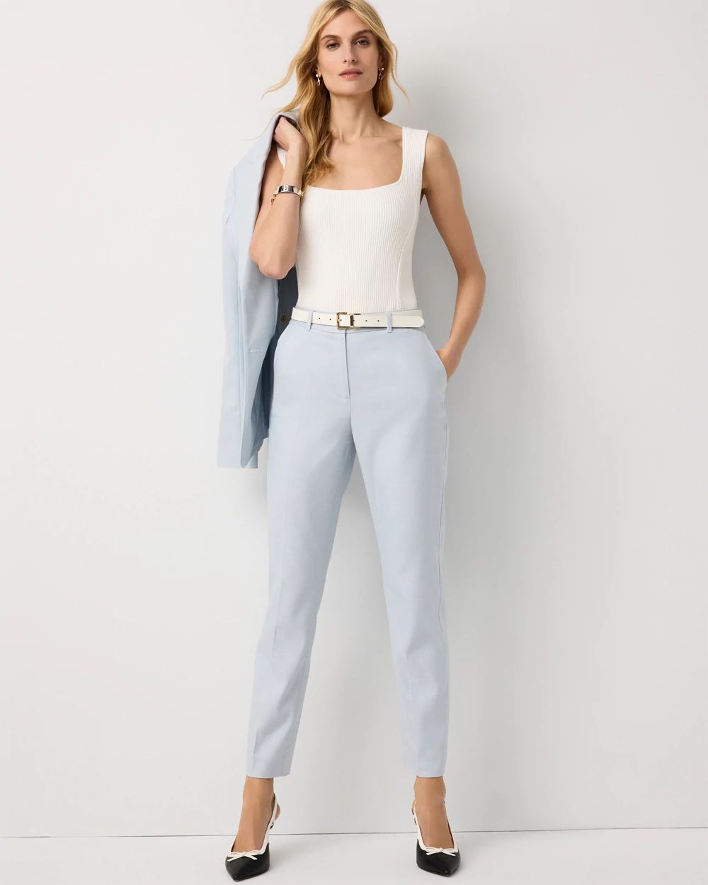 Petite Crosshatch Elle Slim Ankle Pant