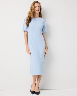 Puff Sleeve Midi Sheath Dress
