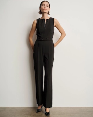 Knit Crepe Zip-Front Jumpsuit